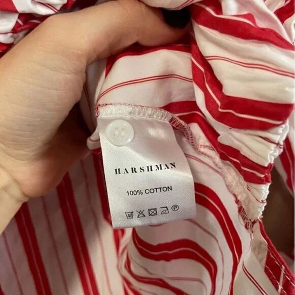 Harshman Striped Surplus Blouse In Red Stripe - Picture 6 of 7